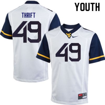 Youth West Virginia Mountaineers NCAA #36 Jayvon Thrift White Authentic Nike Stitched College Football Jersey RQ15C80FK